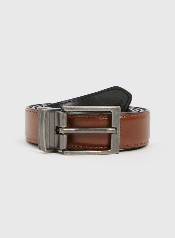 Black & Brown Reversible Faux Leather Belt S